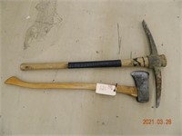 Stanley Axe with wood handle & pick