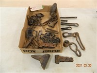 vINTAGE METAL CLIPS, CAST IRON BUCKLES AND
