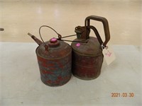 Pair of older 1 gallon gas cans
