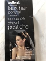 Scunci faux hair pony tail duo style new