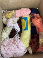 Box of Yarn and Partially Done Afghan