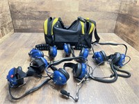 (5) AVCOMM Racing Headsets and Bag