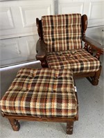 Wood Occasional Chair and Ottoman 30" x 34” x 34”