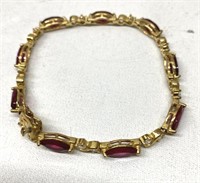 Sterling Silver Bracelet w/ Red Accents