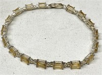 Sterling Silver Bracelet w/ Yellow Accents