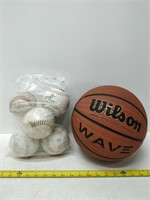 6 base balls, and basketball