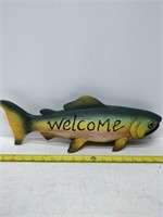 collectible hand carved wood fish 17'' high