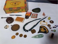 Collectibles in cigar box