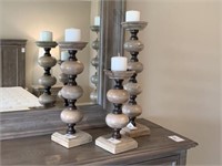 3PC CANDLESTICKS W/ CANDLES