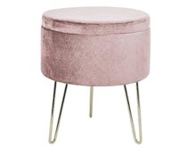 Round Velvet Storage Ottoman Footrest Stool/Seat