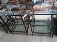 2 side tables glass & iron