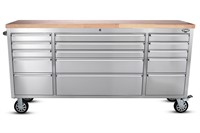 (NEW) 72 INCH 15 DRAWER STAINLESS STEEL TOOL