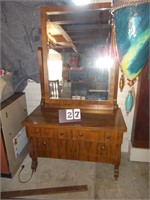 Bed & 2 Over 1 Dresser W/Mirror