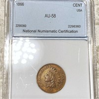 1866 Indian Head Penny NNC - AU58