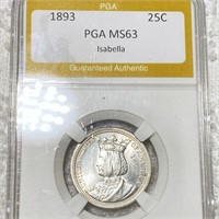 1893 Isabella Silver Quarter PGA - MS63