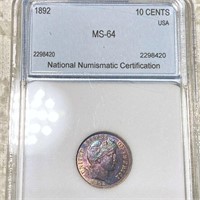 1892 Barber Silver Dime NNC - MS64