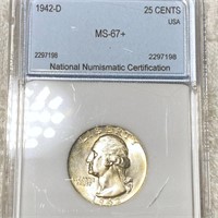 1942-D Washington Silver Quarter NNC - MS67+