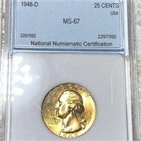 1948-D Washington Silver Quarter NNC - MS67