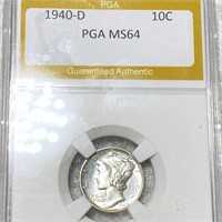 1940-D Mercury Silver Dime PGA - MS64