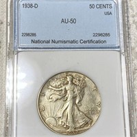 1938-D Walking Half Dollar NNC - AU50