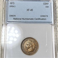 1873 Indian Head Penny NNC - XF45 OPEN 3