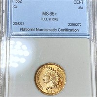 1862 Indian Head Penny NNC - MS65+ FULL STRIKE