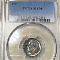 1957 Roosevelt Silver Dime PCGS - MS66