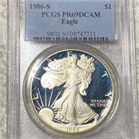 1986-S Silver Eagle PCGS - PR 69 DCAM