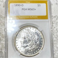 1890-O Morgan Silver Dollar PGA - MS63+