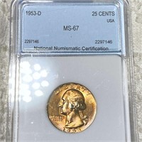 1953-D Washington Silver Quarter NNC - MS67