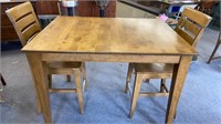 Solid Wood Bar Height Table and 2-chairs