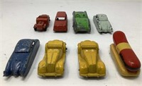 (8) Vtg Tootsie & Midge Toy cars