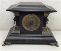 * Old mantle clock “ Lions Head” No key Parts or