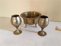 Brass Goblets & Bowl