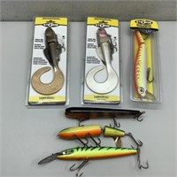 (6) Musky lures as pictured (3) NIP