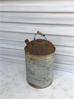 Vintage Galvanized Gasoline Can w Wood Bail Handle