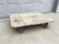 Wood Top Iron Base Pallet Table