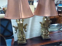 Marbro style chinese brass lamps