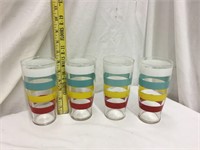 Set 4 MCM BOHO Mid Century STRIPE Drinking Glasses