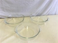 3 Fire King Clear Glass Baking Dishes