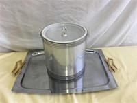 MCM Chrome Tray & Aluminum Ice Bucket