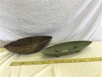 2 MCM Mid Century Oblong Planter Dishes
