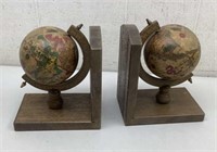 Pair of Globe wood book ends  Made in Japan