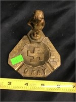 Boy Urinating on Swastika Figural Cast Brass