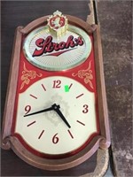 Stroh’s battery operated clock untested 11x19