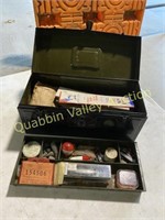 METAL TACKLE BOX WITH CONTENTS