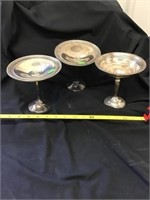 Pedestal Candy Dishes Marked Sterling On 2