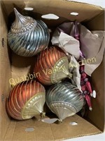 BOX LOT OF LARGE CHRISTMAS ORNAMENTS