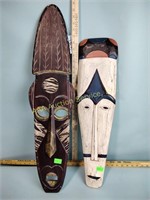 Wood tribal masks (x2)