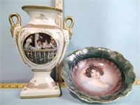 Lady Prussia bowl and an unmarked vase